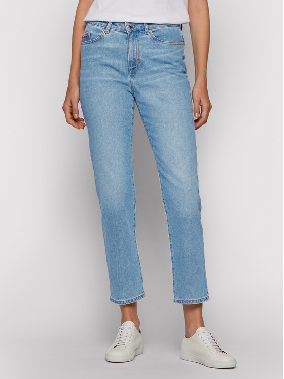 BOSS Jeansy Straight Crop Vd 50452525 Niebieski Regular Fit