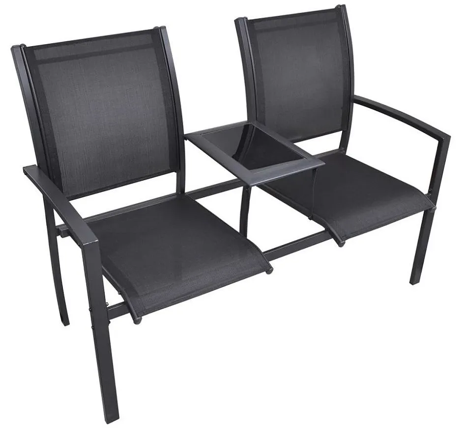 Metalowa ławka ogrodowa Mokis - czarna