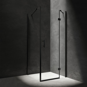 OMNIRES BLTR MANHATTAN kabina prysznicowa kwadratowa z drzwiami uchylnymi, 90x90cm, czarny mat/transp MH9090