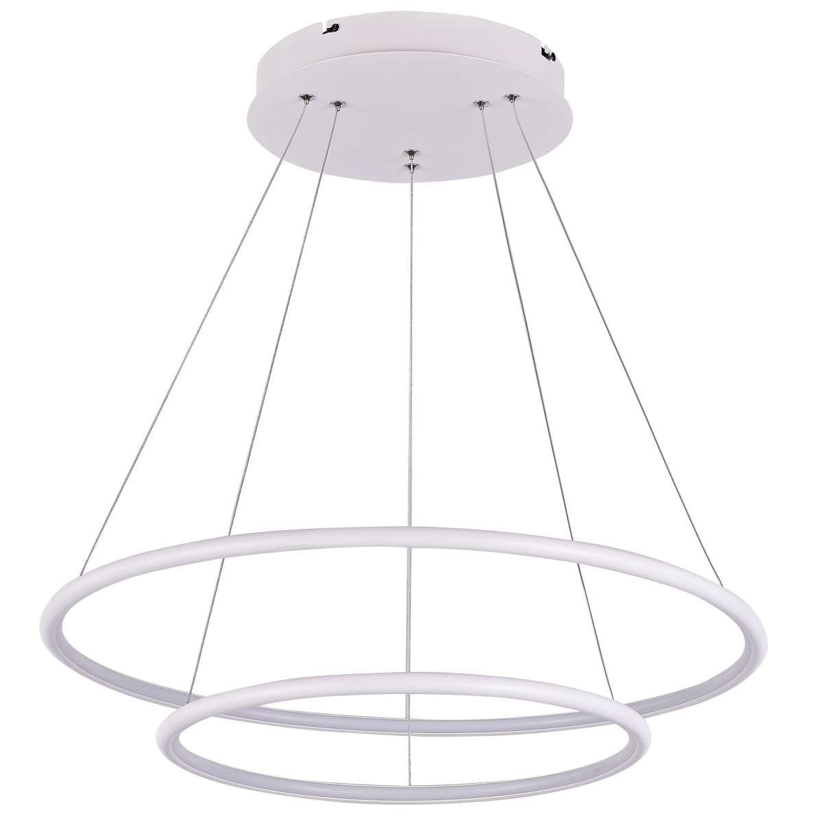 Wisząca LAMPA biurowa SLIM/000010/3000/W MDECO metalowa OPRAWA zwis LED 53W 3000K pierścienie białe