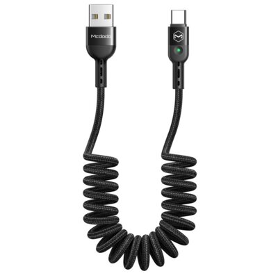 Omega Kabel USB Mcdodo Mcdodo kabel sprężynka LED USB-C 1,8 m czarny 74593