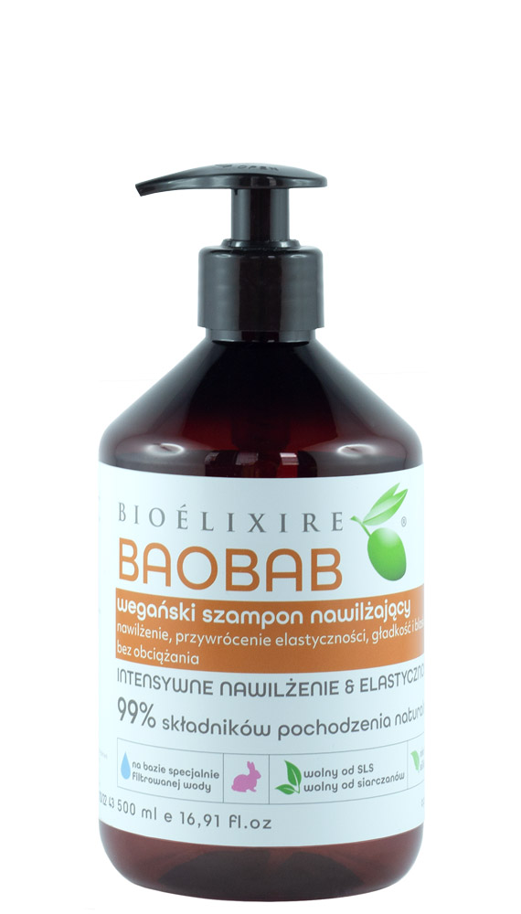 Bioelixire BAOBAB WEGAŃSKI SZAMPON NAWILŻAJĄCY 500ml