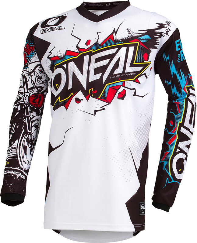 O'Neal Element Villain Motocross Jersey Enduro MX MTB FR DH trykot All Mountain Bike teren, 001E-9 Adult, kolor biały, rozmiar M (001E-93S)