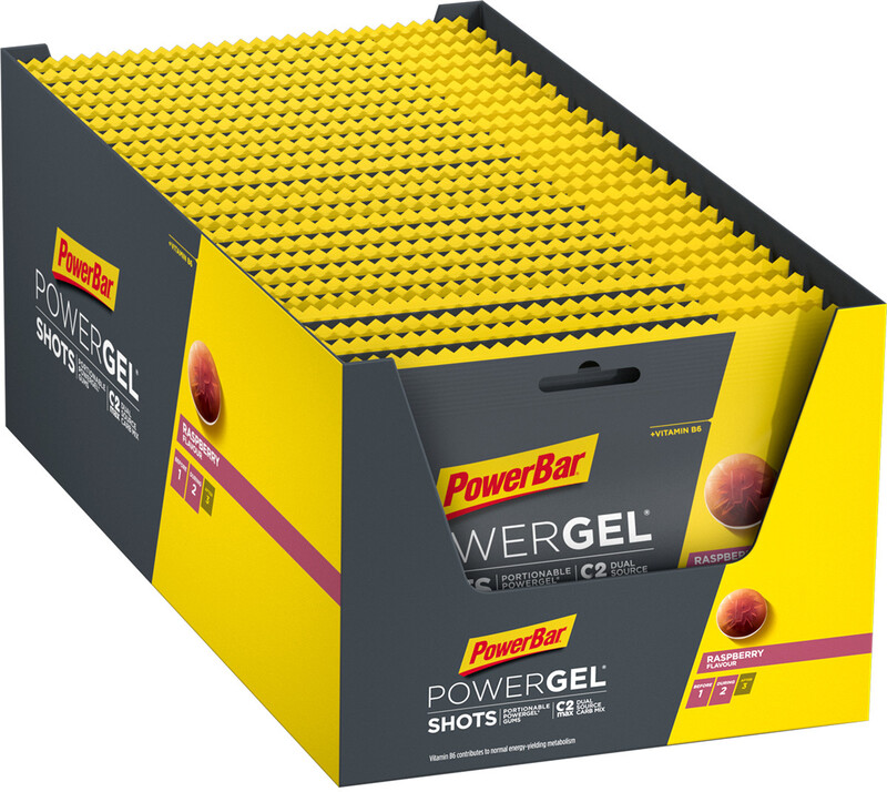 Powerbar PowerGel Shots Box 24 x 60g, Raspberry 2021 Żele i smoothie 12450712