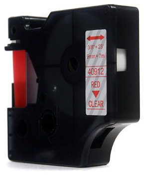 Taśma Dymo D1 Czerwony na Przezroczystym 9mm x 7m  LM100, LM100Plus, LM100Series, LM120P, LM280, LM300, LM350, LM350D, LM350Series, LM360D, LM400, LM420P, LM450, LM450D, LM450Series, LM500TS, LMPC, LMPC2 (40912)