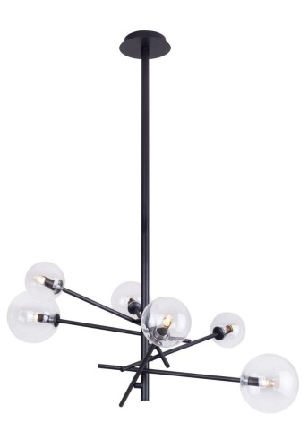 Maxlight Wisząca LAMPA loftowa LOLLIPOP P0395 metalowa OPRAWA zwis pręty kule balls czarne przezroczyste P0395