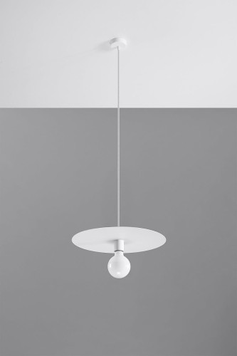 Sollux Lighting LAMPA wisząca SL0852 metalowa OPRAWA loftowy ZWIS dysk biały SL852