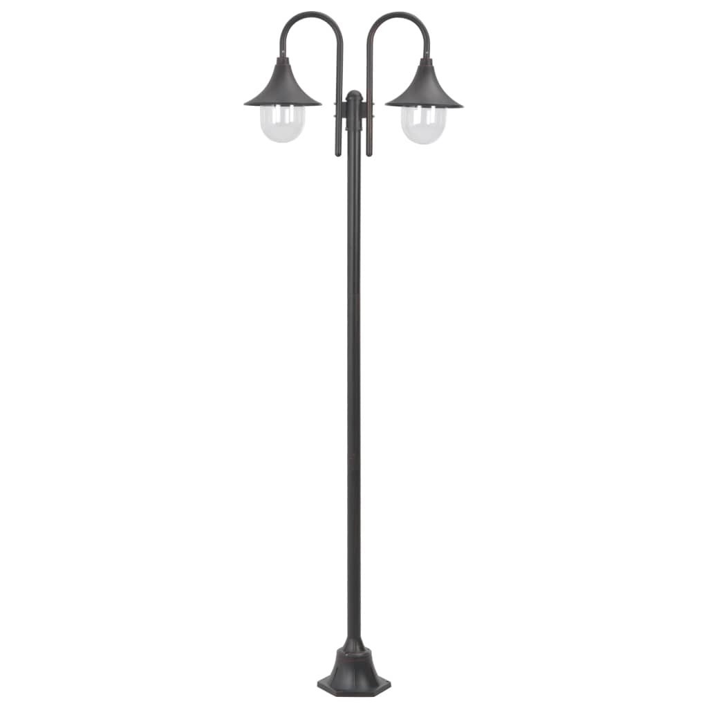 vidaXL Latarnia ogrodowa 2-punktowa, 220 cm, aluminium, E27, brązowa
