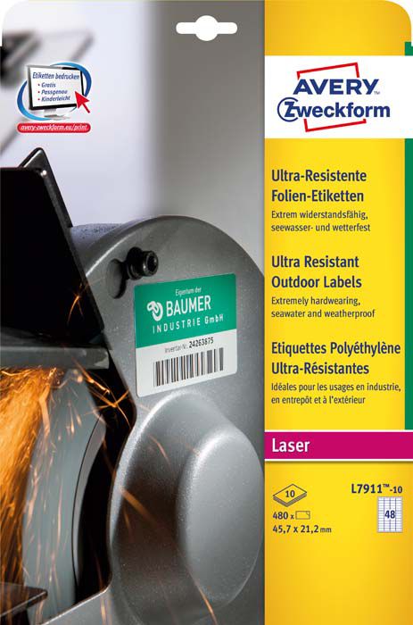 Avery Zweckform ETYK.ZF 7911 45,7X21,2 10ARK. - 7911-10