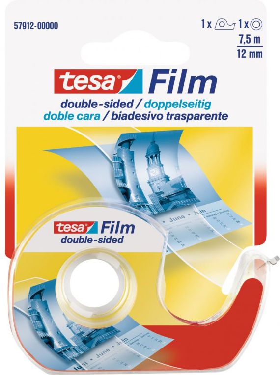 Tesa Taśma biurowa tesafilm® dwustronna 7,5m x 12mm + dyspenser 57912-00000-00