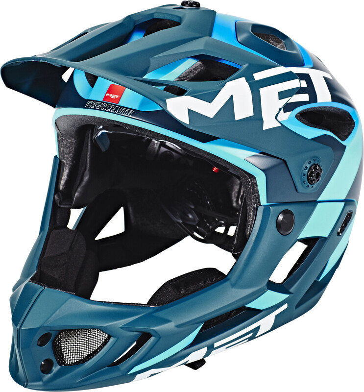 MET Kask rowerowy met Parachute Downhill DH Freeride FR MTB na czele neckbrace futerał do monitora, 3helm98, czarny, M 3HELM98