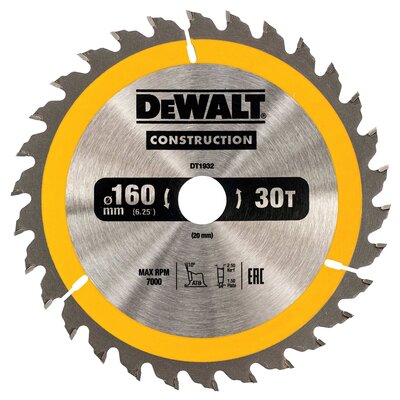 Dewalt DeWALT DT1932 Piła tarczowa ostrza Handkr. 160 / 20mm 30WZ DT1932-QZ