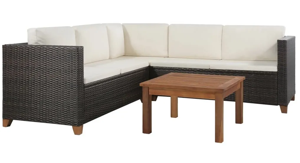 Rattanowy 4-częściowy zestaw wypoczynkowy brązowy G5-T47