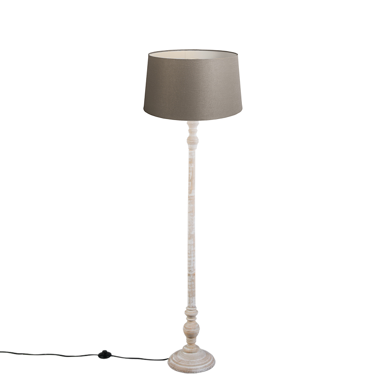 QAZQA Klasyczna lampa podłogowa szara klosz lniany szarobrązowy 45cm - Classico