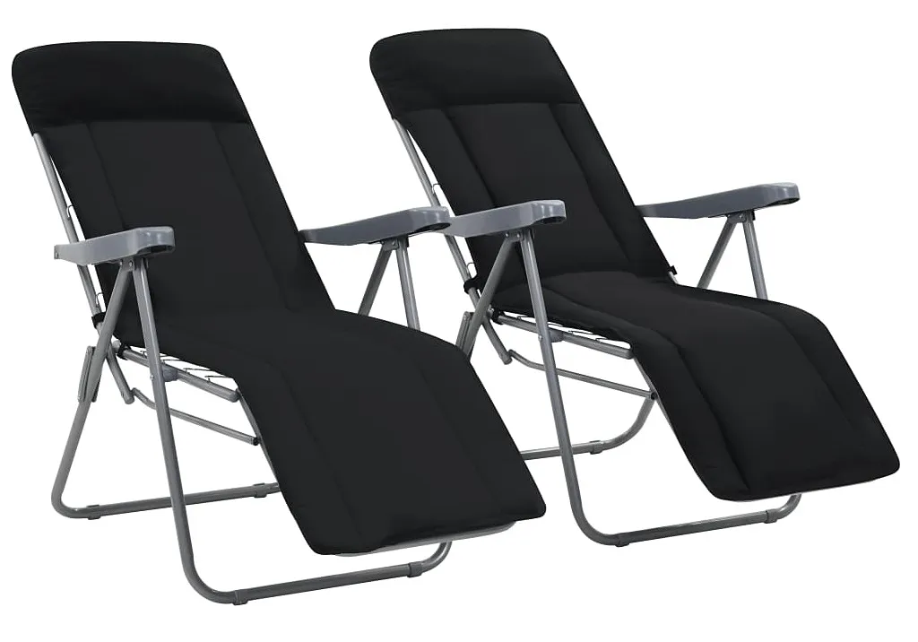 Zestaw czarnych leżaków ogrodowych S8-E09