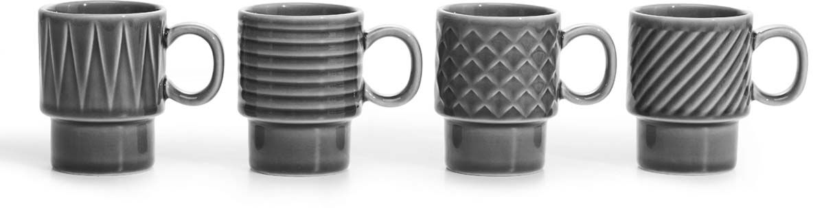 Sagaform Coffee - filiżanki do espresso, 4 szt., szare, ceramika, 0,1 l SF-5018070