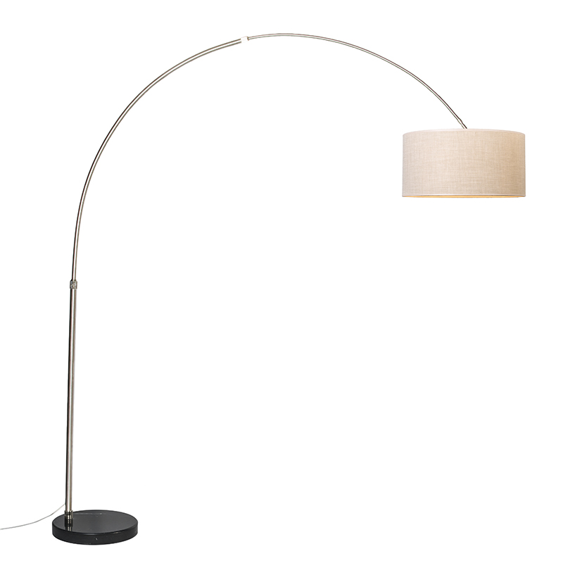 QAZQA Nowoczesna lampa podłogowa łuk stal klosz kremowy 50cm - XXL