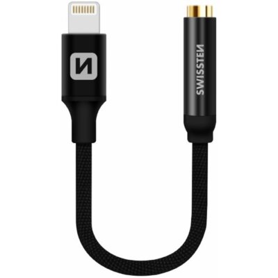 SWISSTEN Adapter Lightning Jack 3.5mm SWISSTEN Textile 0.15 m Czarny 73501211