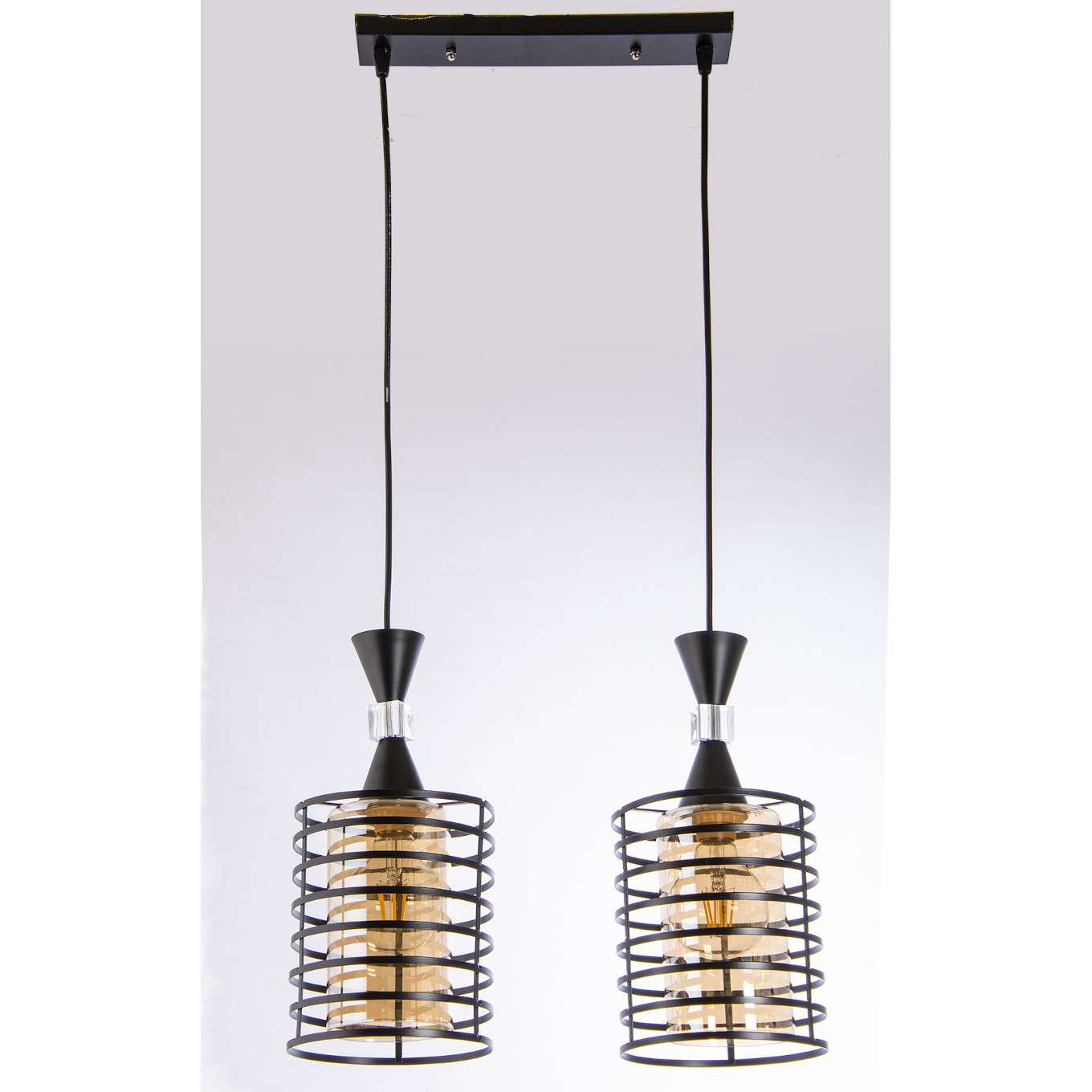 Industrialna lampa wisząca VEN W-3991/2 BK druciana czarny miodowy