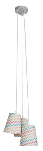 Candellux Lighting lampa wisząca RIVER 33-62932 kolorowe abażurki do pokoju dziecięcego potrójna we wzorki 33-62932
