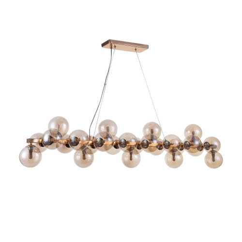 Italux LAMPA wisząca CABELLA PND-5252-A-25-GD-CGN hygge OPRAWA szklany ZWIS na listwie kule balls molekuły chrom koniak PND-5252-A-25-GD-CGN