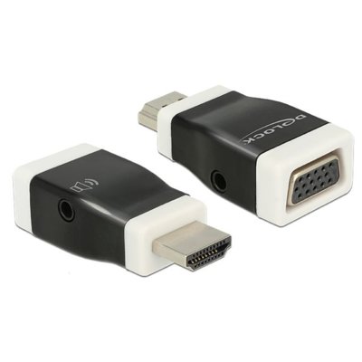 Delock Adapter HDMI-A (M) -> VGA(F) z funkcją audio 65586
