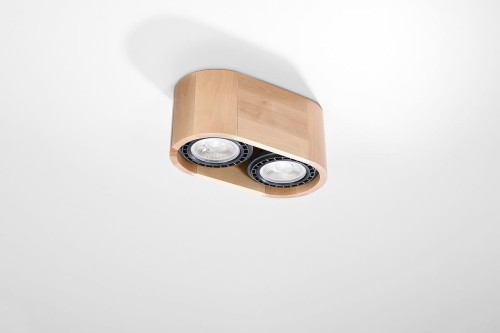 Sollux Lighting Plafon BASIC 2 naturalne drewno