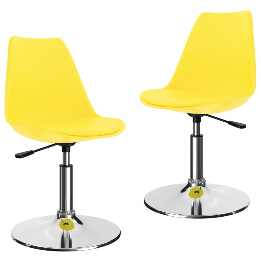 vidaXL Obrotowe krzesła stołowe, 2 szt., żółte, sztuczna skóra