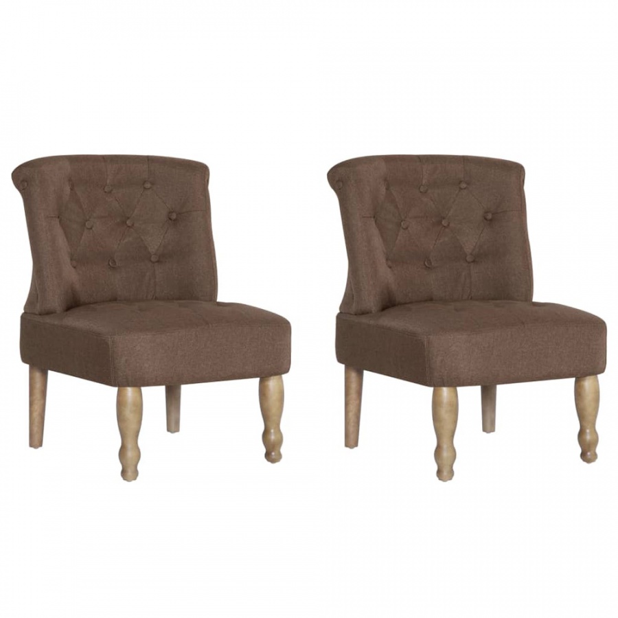 vidaXL Krzesła w stylu francuskim, 2 szt., brązowe, materiałowe