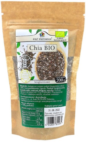 Chia Nasiona Szałwi Hiszpańskiej BIO 200g - Pięć Przemian