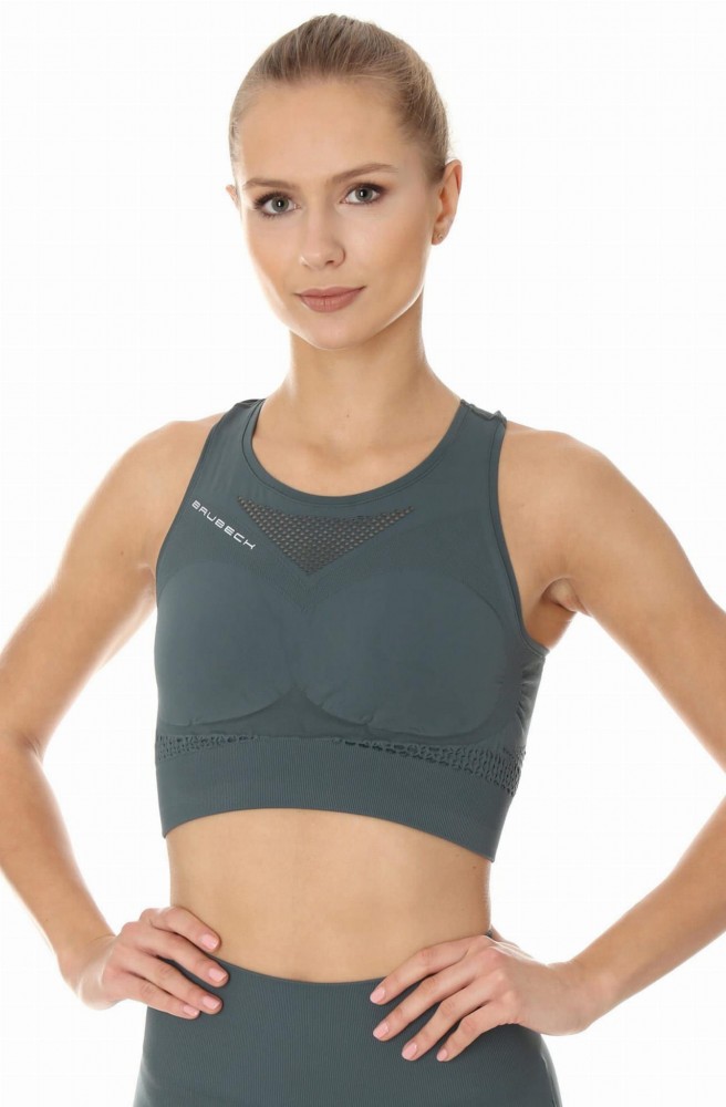 Top sportowy damski Brubeck Gym Crop Top CR10210 zielony