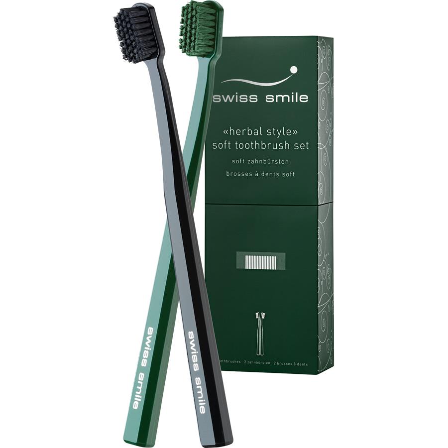 Swiss Smile Produkty Herbal Style Soft Toothbrush Set 1 Toothbrush Green + 1 Toothbrush Black 1 Stk