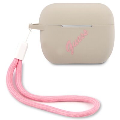 Guess GUACAPLSVSGP AirPods Pro cover szaro różowy/grey pink Silicone Vintage