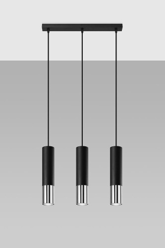 Sollux Lighting Lampa wisząca LOOPEZ 3L czarny/chrom