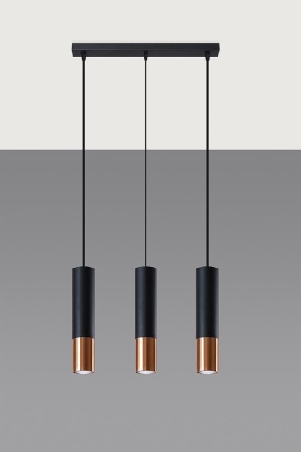 Sollux Lighting Lampa wisząca LOOPEZ 3L czarny/miedź
