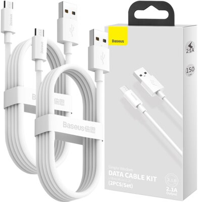 Baseus Simple Wisdom Zestaw kabel USB - Micro USB wzmocniony Quick Charge 2.1A 1.5m 2szt TZCAMZJ-02
