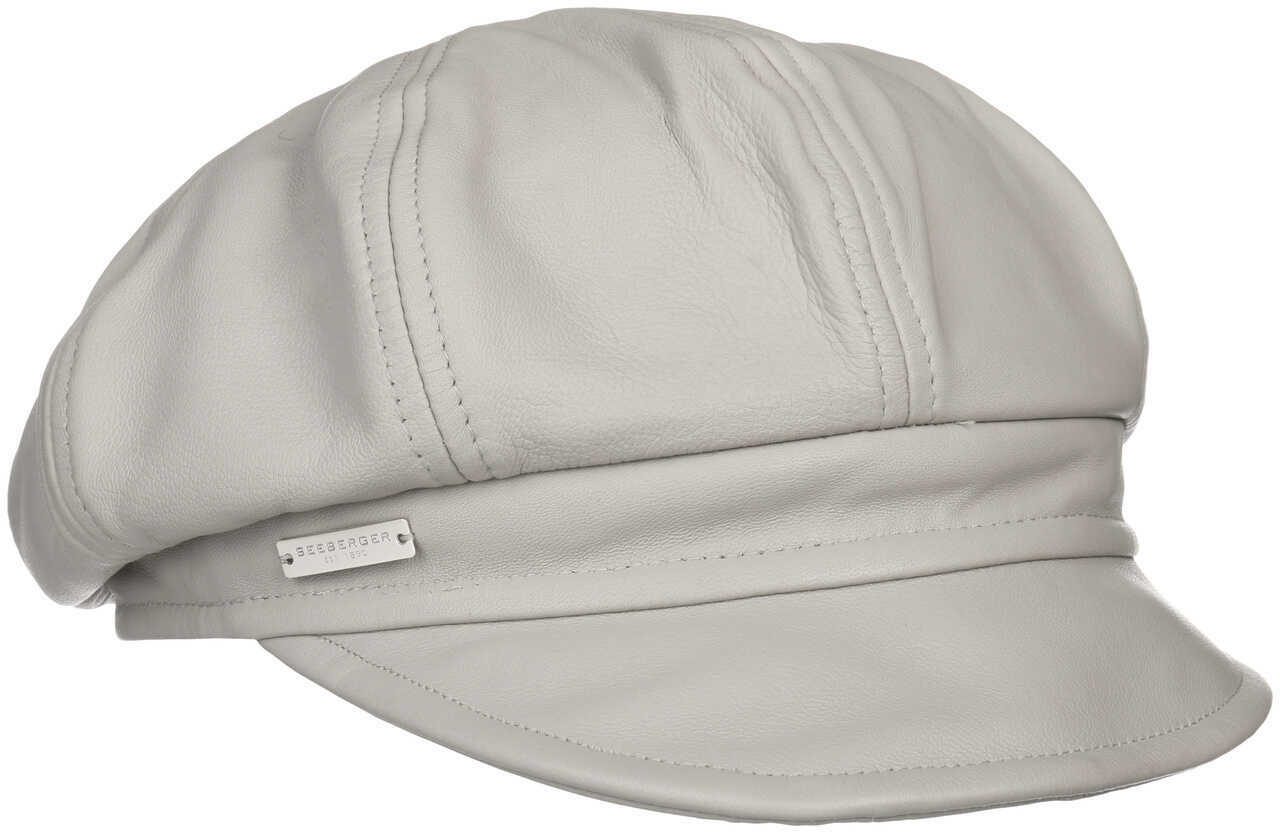 Czapka Newsboy Skóra by Seeberger, jasnoszary, S (54-55 cm)