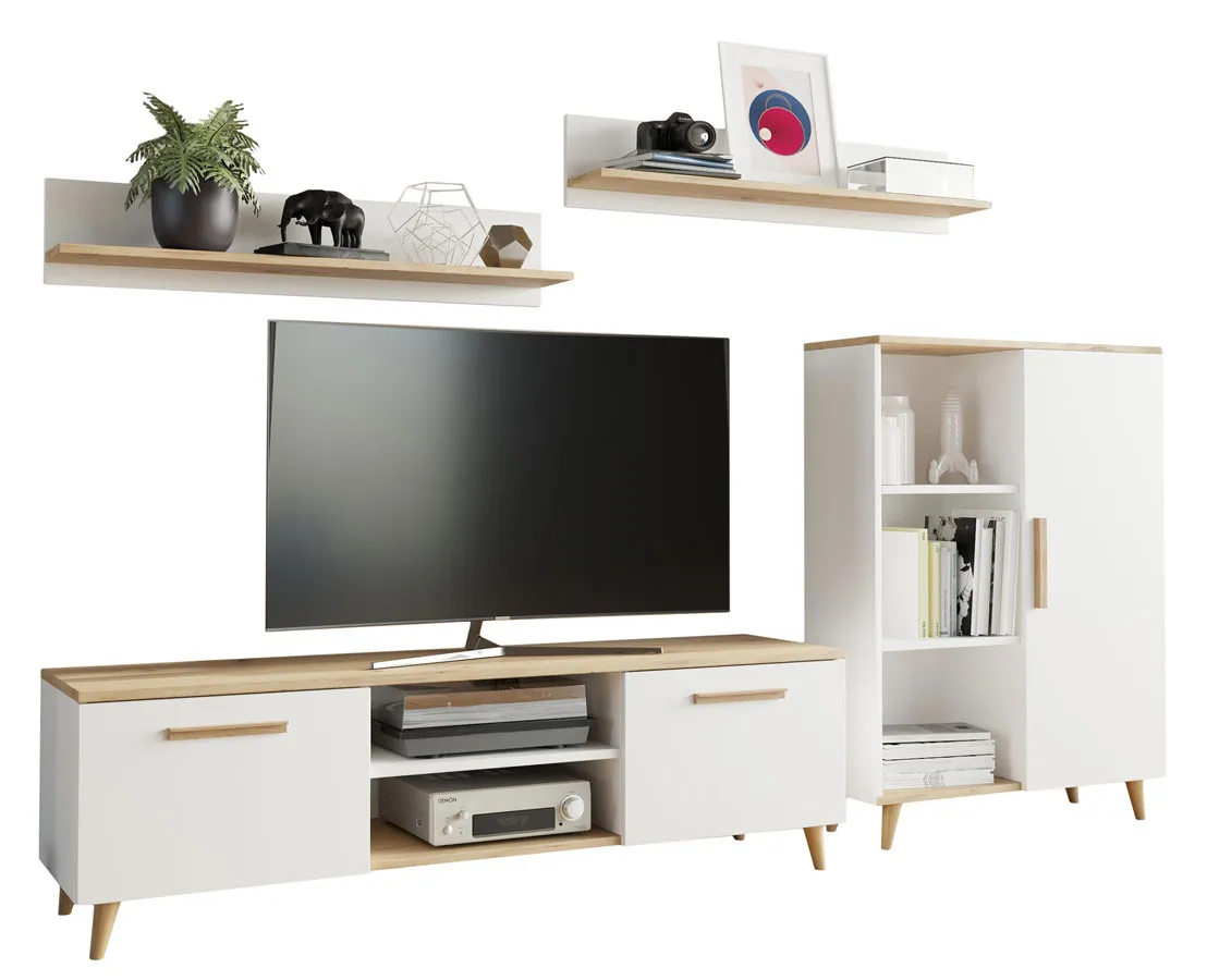 Biała meblościanka w stylu skandynawskim H7-G18