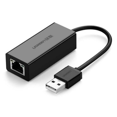 UGREEN Ugreen adapter sieciowy ethernet USB 2.0 na RJ45 Fast Ethernet, 10/ 100 Mbps, kompatybilny z Windows 10/ 8.1 / 8/7 / Vista / XP, Mac OSX 10,5, Linux Kernel, Wii, Wii U, Chrome OS, czarny 20254