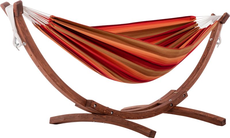 Sunbrella Hamak dwuosobowy + drewniany stojak, tęczowy C8SPSN