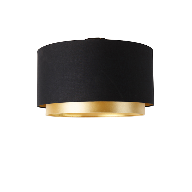 QAZQA Nowoczesna lampa sufitowa czarna ze złotym kloszem 47 cm - Combi