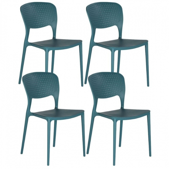 B2B Partner Plastikowe krzesło do jadalni EASY, niebieskie, 4 sztuki 488030