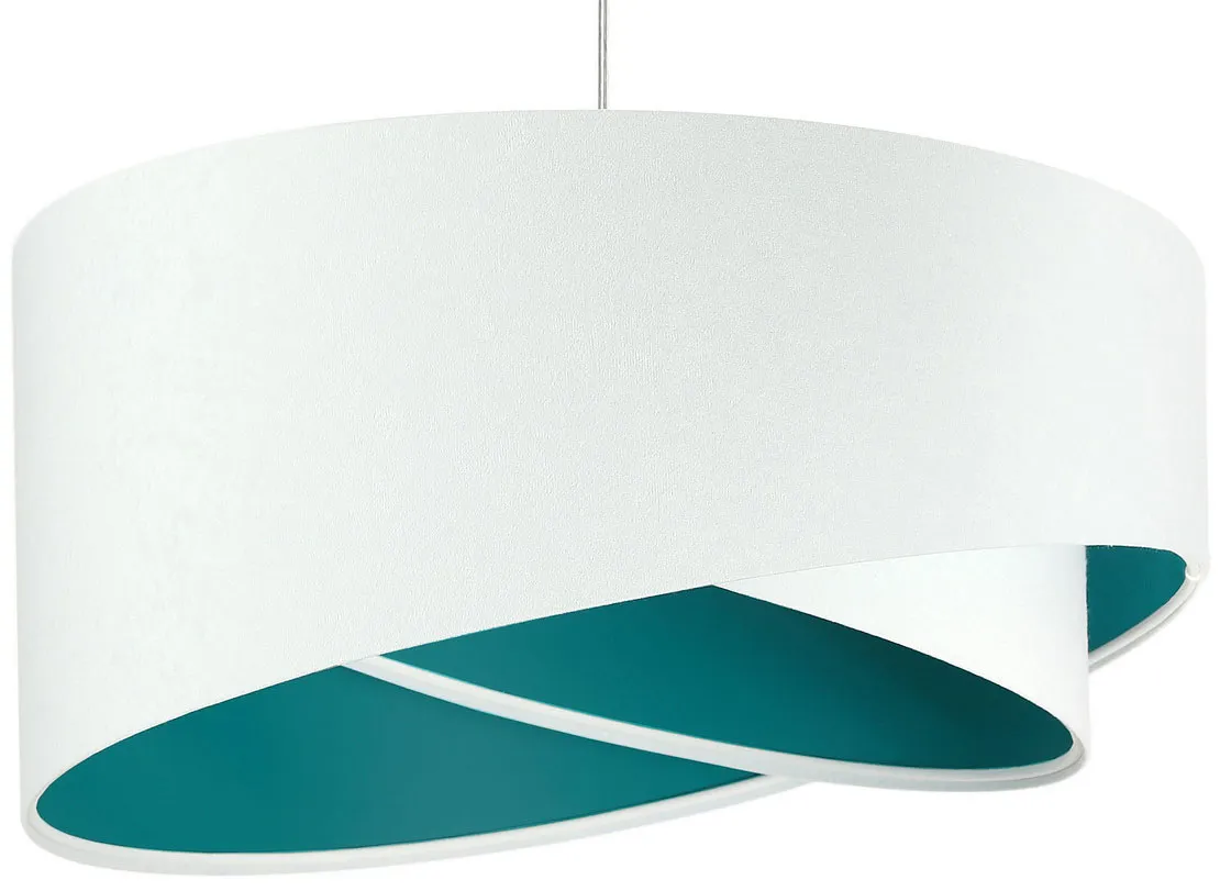 Biało-turkusowa lampa wisząca welurowa G7-Z25