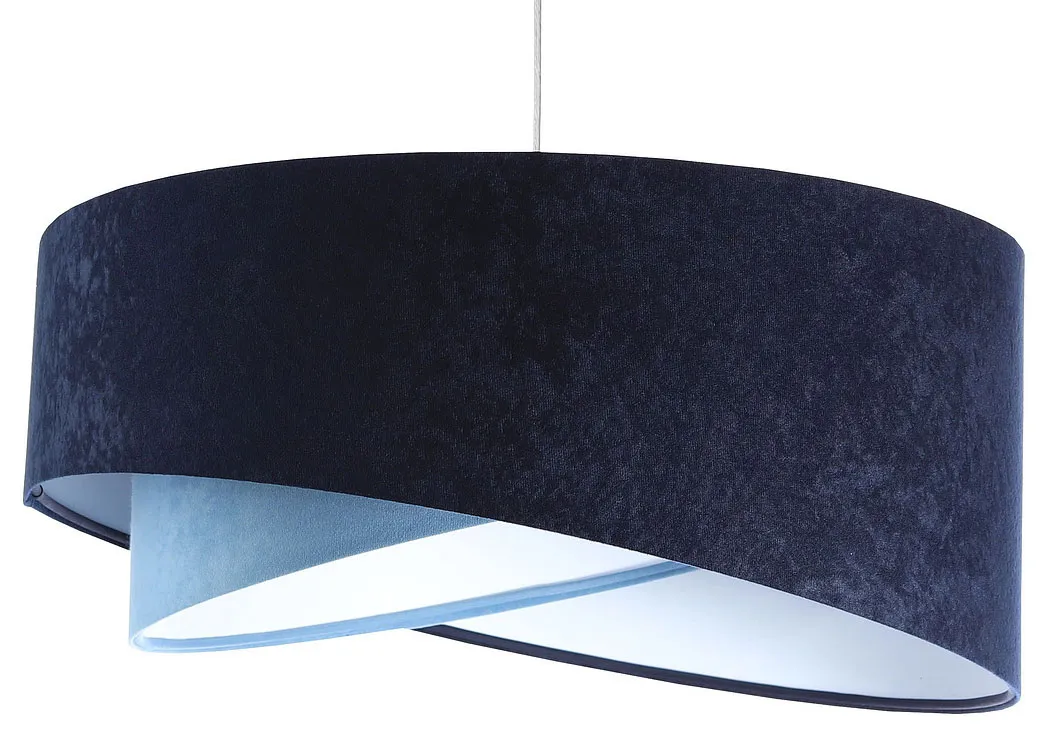Granatowo biała lampa wisząca welurowa EX994 R4-Z11