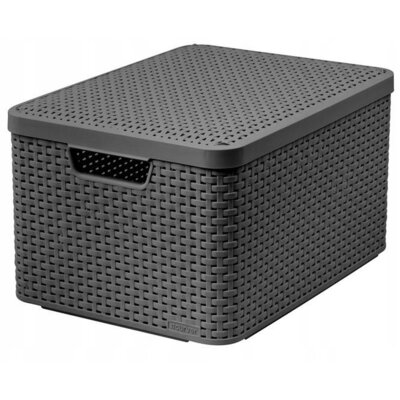 Curver Koszyk RATTAN STYLE L SZARY Z POKRYWĄ