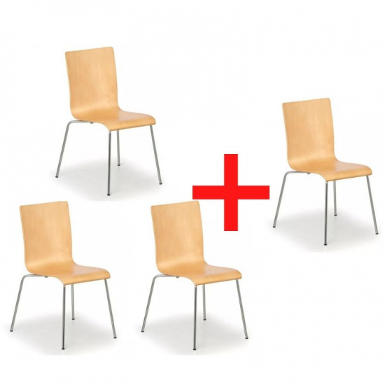 B2B Partner Krzesło drewniane CLASSIC 3+1 GRATIS, kolor naturalny 483051