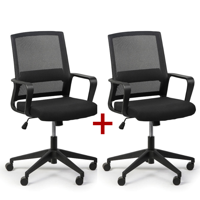 B2B Partner Krzesło biurowe Low 1 + 1 GRATIS, czarny 407045