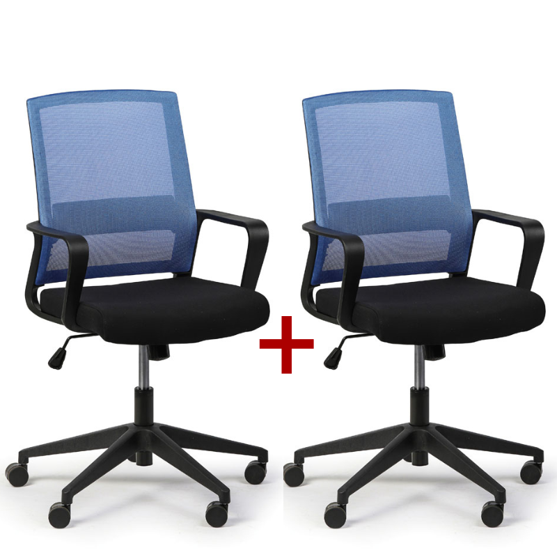 B2B Partner Krzesło biurowe Low 1 + 1 GRATIS, niebieski 407046