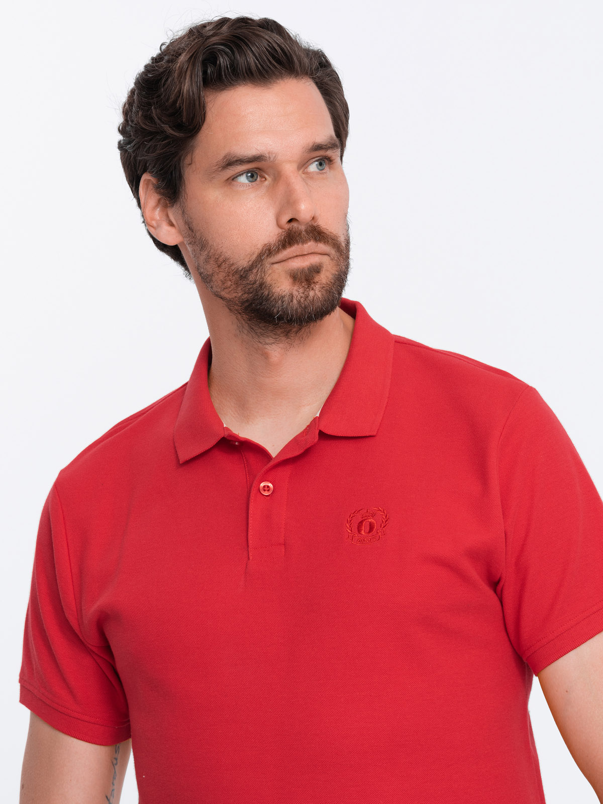 Koszulka męska polo z dzianiny pique - czerwony V22 S1374