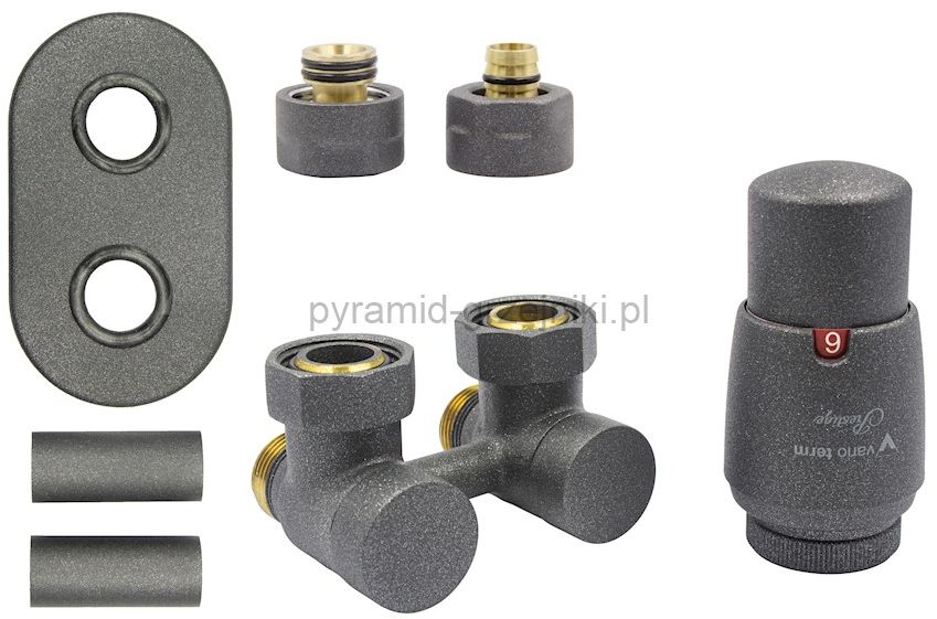 Varioterm Zawór odcinający kątowy Premium Exclusive All In One z głowicą termo - grafit strukturalny PEX - alu-pex APREGS0205C/FK(PEX)